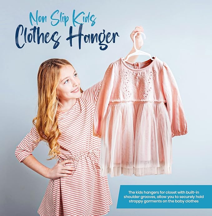 Utopia Home 20 Pack Kids Hangers - 11.5 Inch Plastic Baby Hangers for Closet - Childrens Hanger for Clothes & Infant Hanger for Closet - for Everyday Standard Use (White)