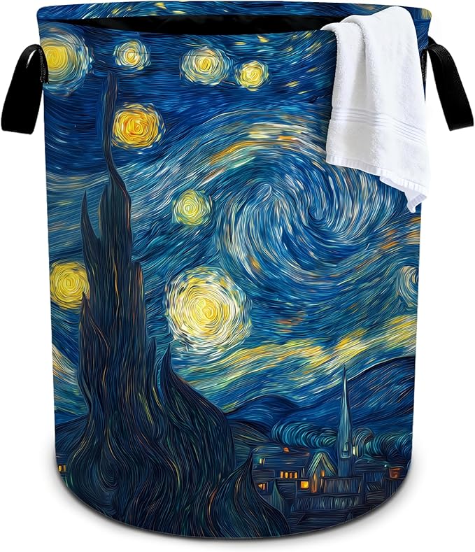 Starry Night Sky Laundry Basket Storage Bin Foldable Laundry Hamper Clothes Storage Bucket Organizer 19.6x15.7 Inch For Laundry Room/Bedroom/Bathroom