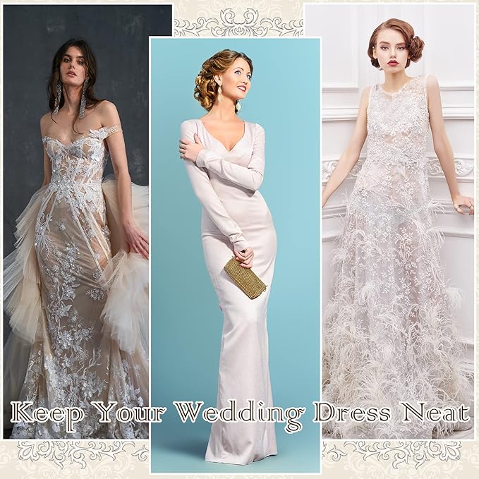 Fabbay 4 Pcs 72'' Wedding Dress Garment Bag Large Bridal Wedding Gown Dress Storage Bag Protective Breathable Hanging Clothes Cover Anti Dust for Prom, Evening Gowns, XV Dresses