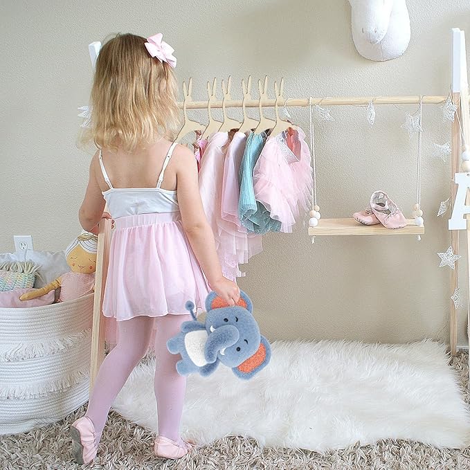 20Pcs Kids Wooden Hanger Wooden Baby Hanger Mini Toddler Children Clothes Hanger Cute Girl Boy Hanger Toddler Infant Hanger for Baby Jacket Skirt Sweater (Rabbit)