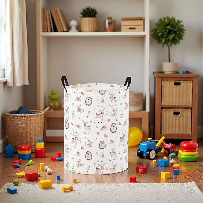Baby Laundry Basket Baby Nursery Hamper Kids Laundry Basket Toy Storage Bin for Boys Room Decor Gift Baskets for Bedroom Bathroom(Fall Animal)