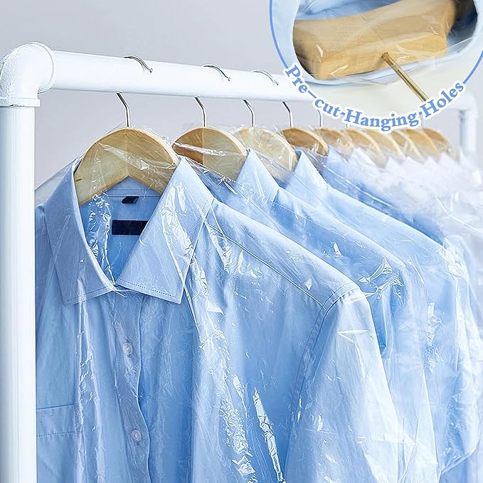 120 Pack Dry Cleaning Bags, 59 Inch Dry Cleaner Bags Plastic Clear Garment Bags for Hanging Clothes Storage Bag for Long Dress Gown Coat
