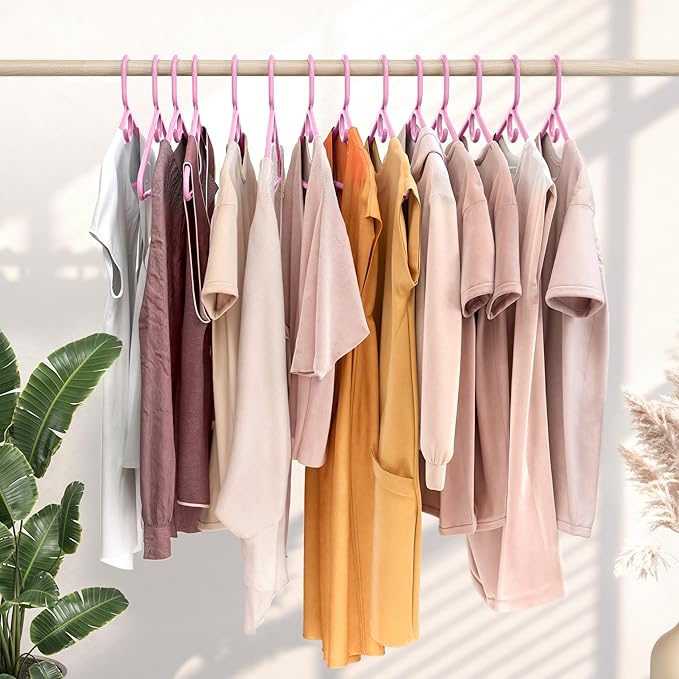 NEATERIZE Ultra Heavy Duty Plastic Clothes Hangers - Pink - Durable Coat, Suit and Clothes Hanger. Perchas De Ropa (24 Pack - Pink)