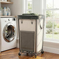 Laundry Basket with Wheels Rolling Laundry Basket, Removable Laundry Bag Design for Daily Use in Bathrooms and Laundry Rooms (White, 160L)