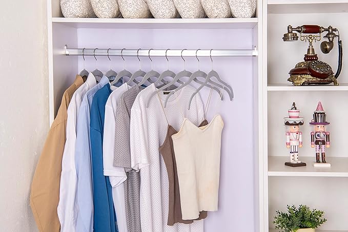 Quality Hangers Clothes Hangers 200 Pack - Non-Velvet Plastic Hangers for Clothes -Heavy Duty Coat Hanger Set -Space-Saving Closet Hangers with Chrome Swivel Hook, Non-Flocked Hangers (200, Gray)
