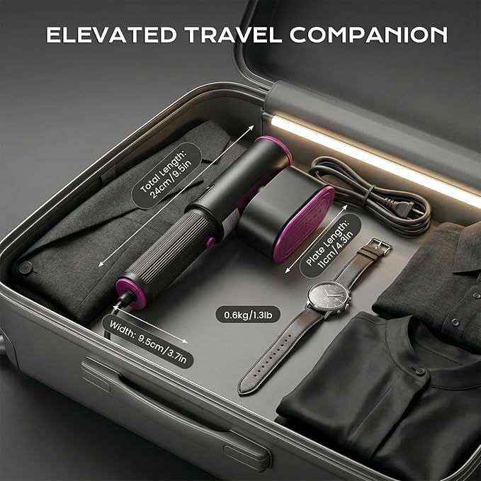 Travel Steamer for Clothes,1200W Portable Steamer ＆ Iron 2 In 1,Large Ceramic Heat Panel with 90°Rotatable Head,100ml Water Tank,110-120V Mini Ironing Machine for Home, Travel and Business.