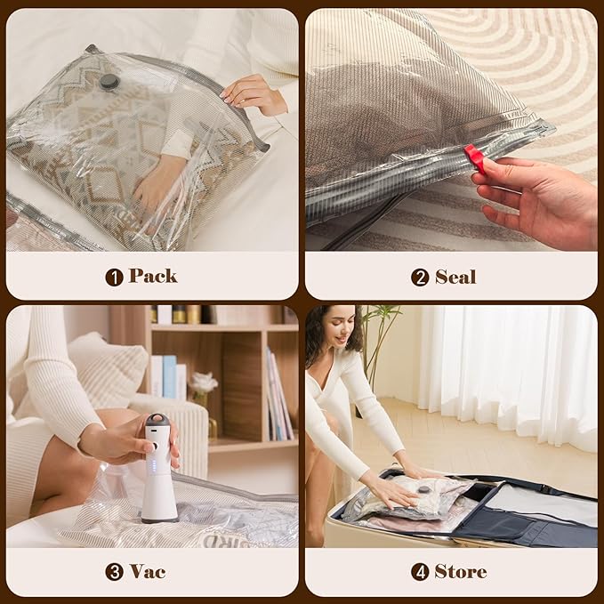 Vacuum Bags for Travel with Rechargeable air Pump, Carry-on Size Compression Packing Bags for Luggage and Suitcase, Space Saver for Clothes and Clothing 18 Combo Travel Size