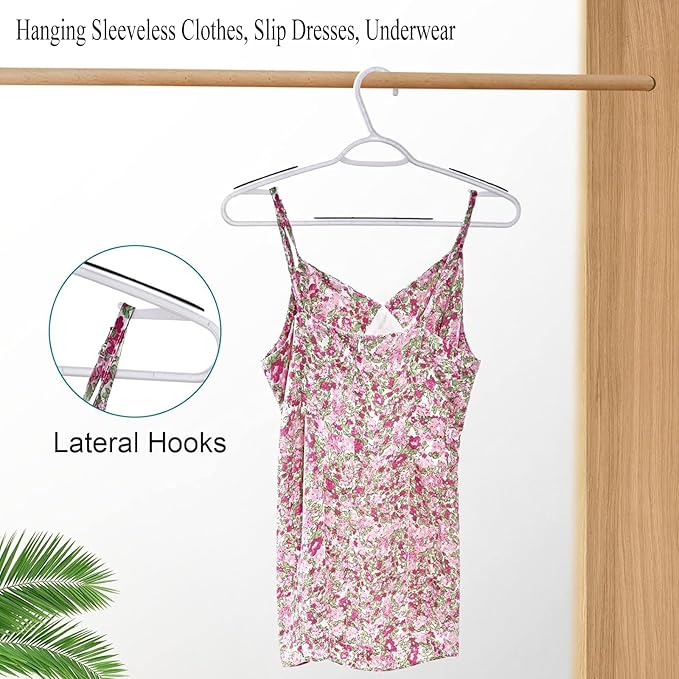 Plastic Hangers 50 Pack - Non Slip Clothes Hangers,Holds up to 18 lbs, Slim Space Saving Hangers for Suit,Dress,t Shirts,Blouse,Coats, Pants (White)