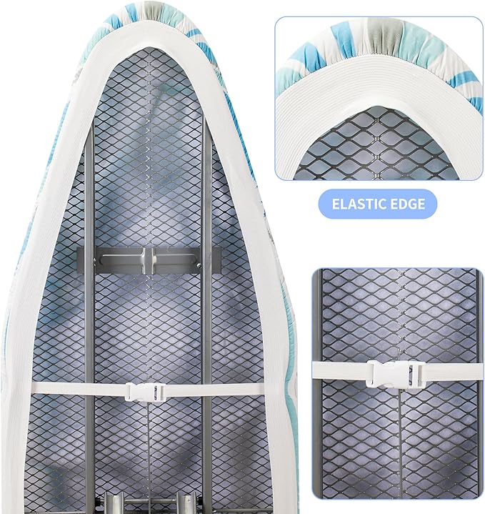 BNDX Ironing Board Cover 18x49 – Standard Fit with Thick Padding, Bongee Cord & 2 Buckles – Scorch & Stain Resistant, Easy Install, Pulse Green