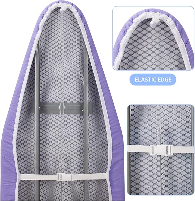 BNDX Heat-Resistant Ironing Board Cover and Pad 18" x 49" – Eco-Friendly Material, Durable Elastic Edge for College Students, Busy Moms, Apartments, Dorm Rooms – Royal Amethyst