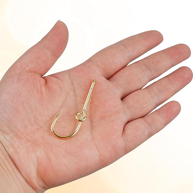 Fishing Hook Hat Pins & Clips - 12PCS Gold/Black Fish Hook Hat Tie Clips for Outdoor