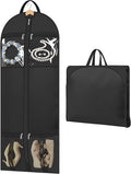 MISSLO 60" Dress Bags for Gowns Long with 4 Large Pockets Garment Bags for Travel for Women Heavy Duty Wedding Dress Bag for Hanging Clothes Garment Covers, Black