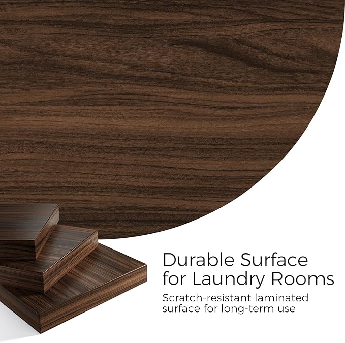 Washer Dryer Countertop, 54" W x 27.5"D Washer Dryer Topper with Non-Slip Mat, Laundry Countertop Organizer for Folding Clothes, Walnut