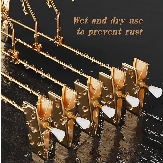 Gold Pants Hangers with 2-Adjustable Clip,Skirt Hangers Metal Clip Hanger for Clothes Shorts Trouser