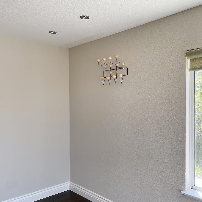Mod Made Mid Century Modern Bubble Wall Mounted Coat Rack, Wood Color Ball Black Frame
