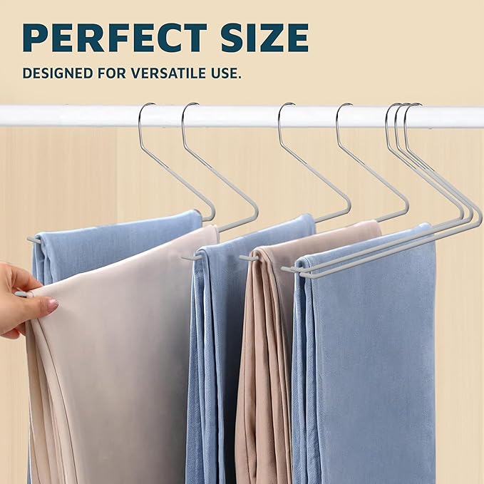 Lifemaster Metal Pants Hanger Set - 50 Pieces Elegant Non-Slip Closet Space Saving Hanger Set for Pants, Trouser, Blankets, and Jeans with Open Ended Sleek Design - White