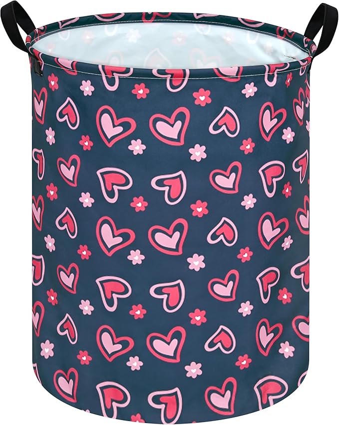 Round Valentine's Laundry Basket Storage Bins Nursery Hamper Gift Baskets for Home,Office,Home Decor