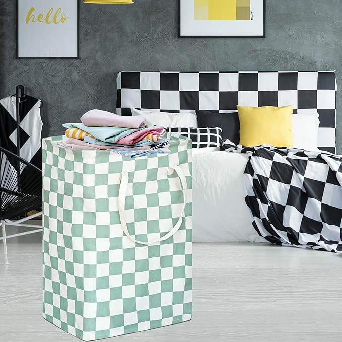 Sage Laundry Hamper Storage Basket Girls Organizer Bins Toy Box Laundry Basket Large Canvas Collapsible Chest for Home/Dorm/Kitchen/Pet/Office/Closet/Shelf/Gift Baskets