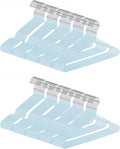 Ultra-Thin Metal Hangers, 100 Pack Non-Slip PVC Coated Space Saving Clothes Hangers for Closet, 16 inch Wide for Suits, Dresses, Jackets（Blue）