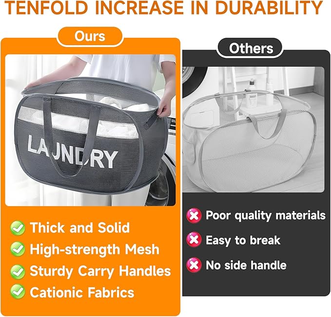 Foldable Laundry Basket with Lid, Oxford Cloth Reinforced Steel Ring Collapsible laundry hamper, 70L Breathable Mesh Dirty clothes hamper with Dual Handles for Home, Dorm, Apartment