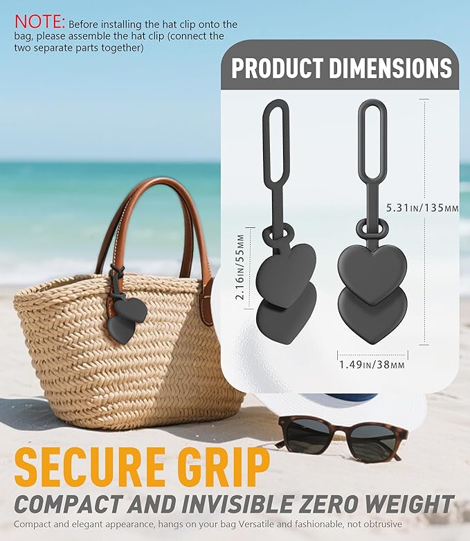 Nearockle Magnetic Hat Clip for Travel on Bag, 2026 Silicone Hat Clips Adjustable Sunhat Holder, Vacation Travel Essentials