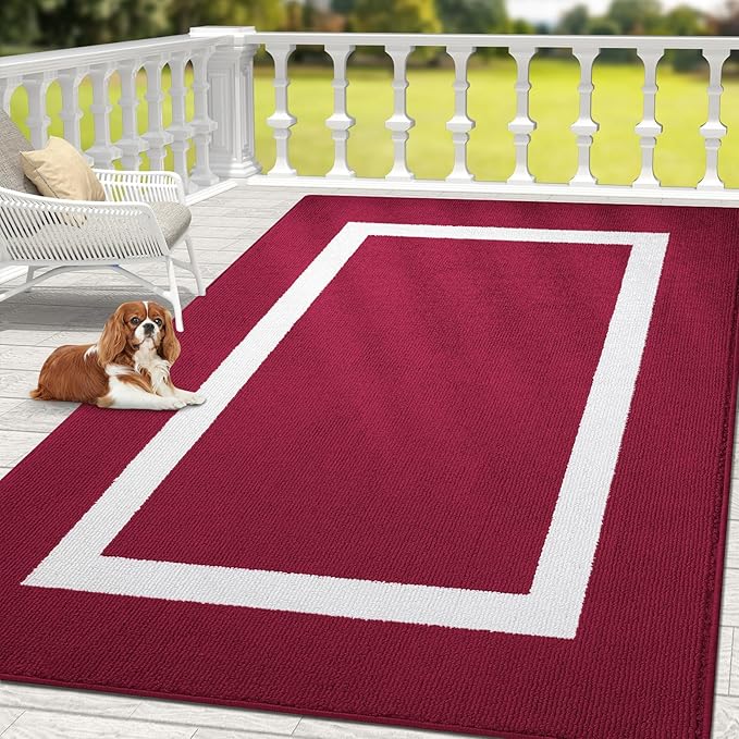 OLANLY Indoor Door Mat, 71x47, Non-Slip Absorbent Resist Dirt Entrance Mat, Washable Low-Profile Inside Entry Doormats for Entryway, Red