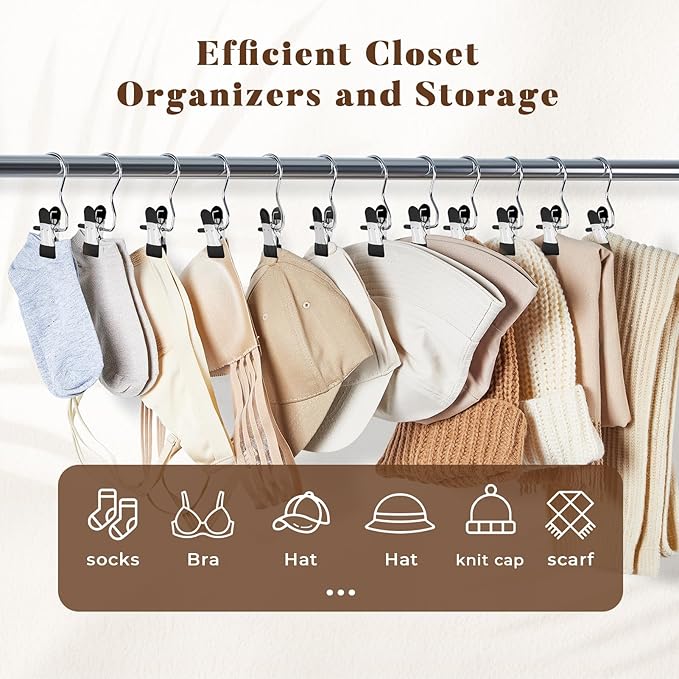 HOUSE DAY Metal Legging Organizer for Closet, Yoga Pants Hangers Pack of 20 with Rubber Coated Clips, Space Saving Storage for Boots, Workout Sets, and Hats