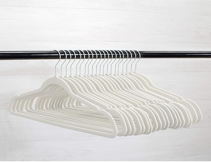 Premium 20 Pack - Ultra Thin No Slip Velvet Suit Swivel Hangers - 21" Extra Wide Strong Velvet Hangers - Space Saving Clothes Hangers - 21x0.2x10 inches (Beige)