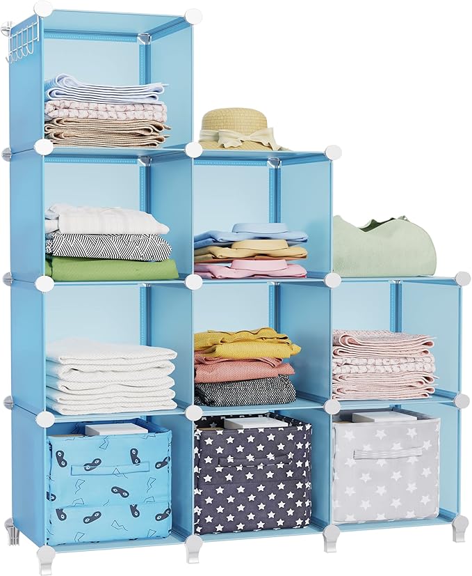 HOMIDEC 9 Cube Storage Organizer, Cubes Shelves for Living Room, Bedroom, Blue