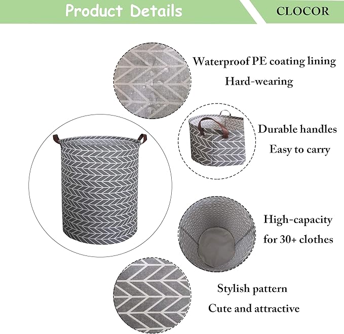 CLOCOR Large Round Storage Baskets,Collapsible Storage Bin, Dirty Laundry Hamper Baskets for Baby Boys and Girls, Office, Bedroom, Toys Nursery Kids Clothes Gift Basket(Arrowhead)