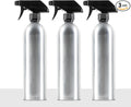 Aluminum Spray Bottles (3 Pack) 20oz - Silver Metal Aluminum Refillable Spray Bottles, Cleaning Solution, Hair, Plants, Gardening, BBQ Grill, Restaurants, Cooking (New Updated Sprayers)