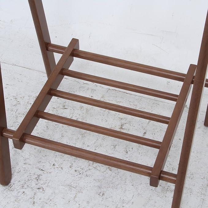 不二貿易(Fujiboeki) Fuji Boeki 14102 Coat Hanger Hanger Rack, Slim, Wooden, Width 29.5 x Depth 177.7 x Height 58.8 inches (75 x 45 x 147.8 cm), Brown with Shelves, Entrance