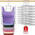 4Pcs Tank Top Hangers Space Saving Hanger Organizer Bra Hangers for Closet Organizer 360° Rotating Metal Closet Organizers and Storage Lingerie for Cami Bras Belts Swimsuits Lingeries Silver
