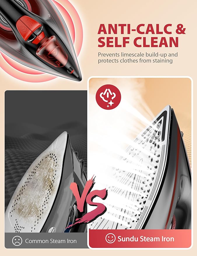 Steamer Iron for Clothes, Portable 2 In 1 Travel Handheld Garment Steamer, 100ml Water Tank, 1100W Light Steam Iron Large Ceramic Heat Panel for Home & Global & Europe Traveling