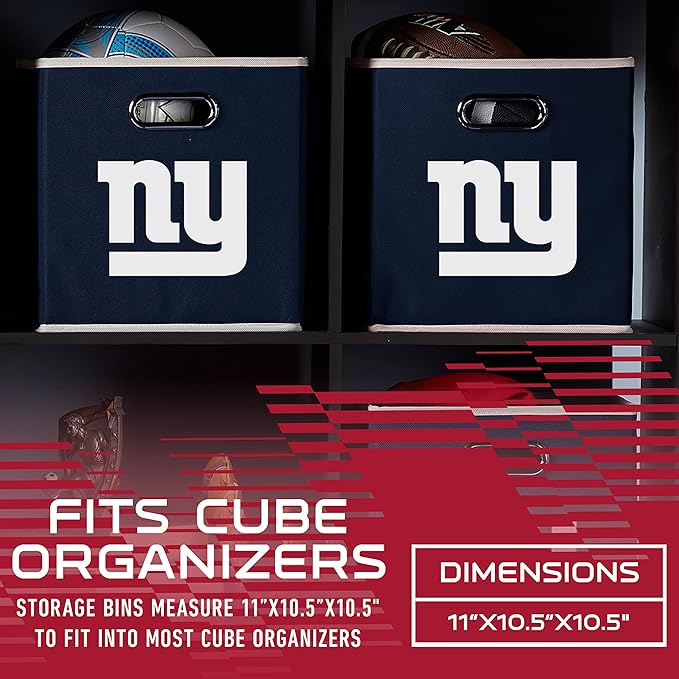 Franklin Sports NFL Storage Bins - Collapsible Cube Container + Basket - NFL Office, Bedroom + Living Room - 11"x11"