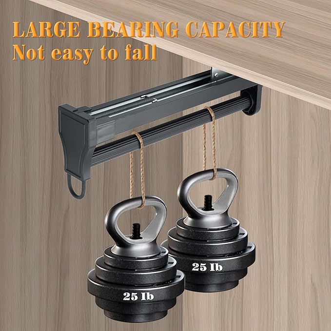 Alise Pull Out Clothes Hanger Rack for Closet,14 inch Heavy Duty Closet Rod with Automatic Soft-Close Mechanism for Closets,Closet Pull Out Metal Rod Organizer Hangers for Coats Pants Hangers,Black