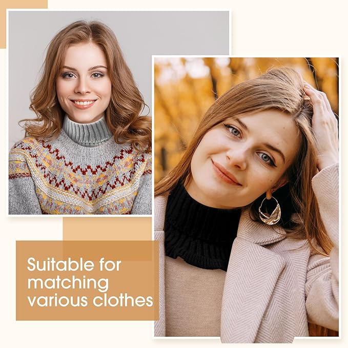 JenPen Winter Fake Turtleneck for Women Dickey Collar Knitted Detachable Half Top Mock High Turtleneck Neck Warm Faux Collar