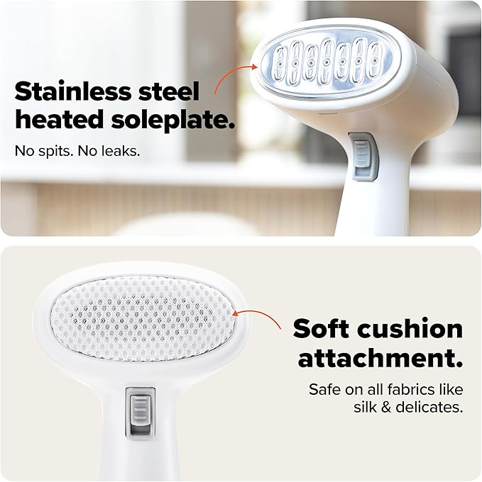 Dupray Voila 3-in-1 Clothes Steamer, Portable Handheld Garment Steamer, Heated Stainless Steel Plate, 30-Second Heat-Up, Portable Travel Steamer for Fabrics