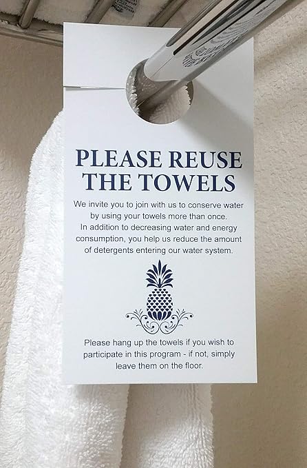 Towel Reuse Door Hanger, Card for Home, Office, Hotels and Hospitality (Pack of 250)