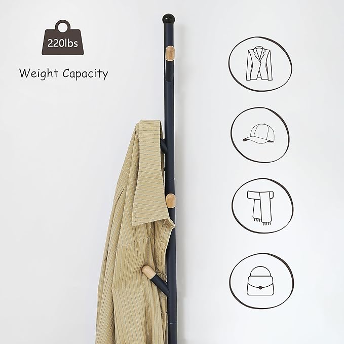 Coat Rack Stand Shoe Bench - 3 in 1 Coat Hall Tree with Shoe Storage With Benches Small Metal Shoes Shelf for Entryway Living Room Bedroom Hallway Mudroom