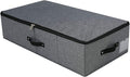 AMJ 29.5"*15"*7", Rigid Under Bed Garment Storage Bins, Folding & Washable, Soft Zip Lid, Black Gray