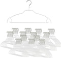 Mawa by Reston Lloyd Silhouette Ultra-Thin Series, Non-Slip Space Saving Shirt Hanger with Pant Bar & Skirt Hooks, Style 42/FTU, Pack of 130, White