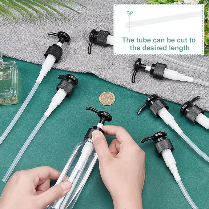 BENECREAT 12 Pcs Black Plastic Dispensing Pumps, 24/410 Universal Soap Dispenser Pump, Round Replacement Pump for Liquid Dispensing