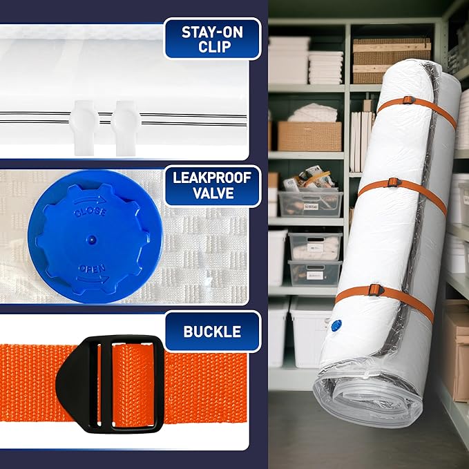 Mattress Vacuum Storage Bag for Memory Foam, Latex and Hybrid Mattress, Easy Moving and Storage (Twin/Twin XL Size)