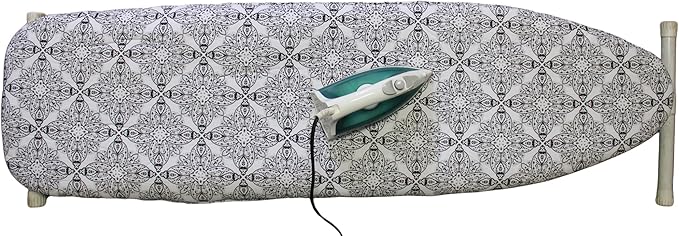 Ironing Board Cover and Pad with Straps - Scorch Resistant Silicone Coating, Fits Standard Size Boards, Elastic Edges for Secure Fit, 100% Cotton Cover, by Dependable Industries