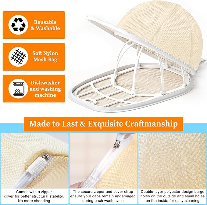 Coopahce Hat Washer for Washing Machine, Hats Cleaner for Baseball Caps, Hat Washing Cage Cap Washer, Dishwasher Hat Holder
