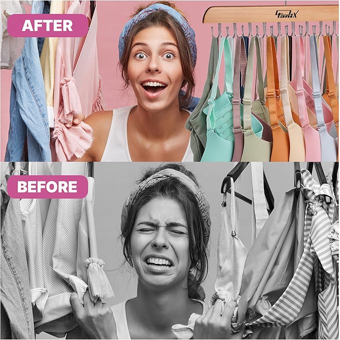 3 Pack Tank Top Hangers Space Saving, Bra Hangers for Closet Organizer, Bra Organizer for Closet, Space Saving Organizers and Storage for Dorm & Apartment for Tankto (Wooden)