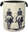 Western Cowboy Desert Riding Laundry Basket Collapsible Laundry Hamper Clothes Toy Storage Bin for Bathroom Bedroom Room Decor 16" X 20.8"