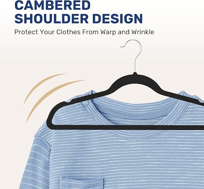 YSSOA 70 Packs Velvet Hangers, Non Slip Space Saving Suit Hangers, Heavy Duty Clothes Hangers with 360° Rotatable Hook for Coats, Pants, Black