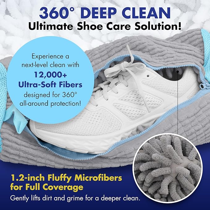 2 Pcs Shoe Washing Machine Bag – 360° Deep Clean, Reusable Laundry Bag for Washer and Dryer–Sneaker Cleaner Bag (Gray)